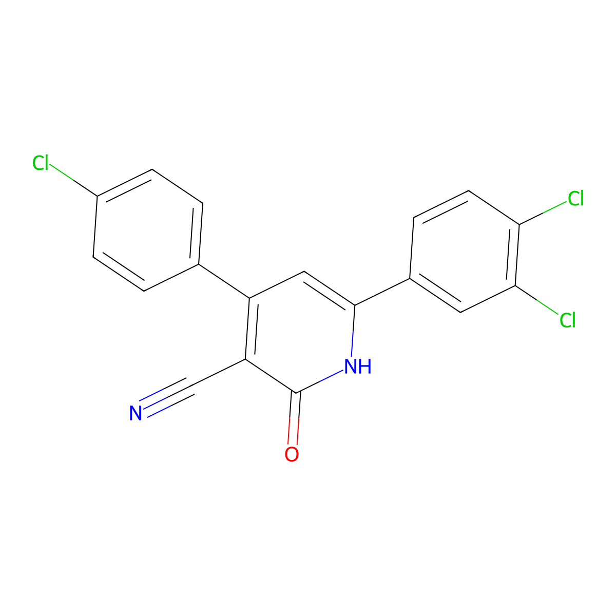 4-(4-Chlorophenyl)-6-(3,4-dichlorophenyl)-2-hydroxynicotinonitrile molecular structure, CAS 79325-11-4