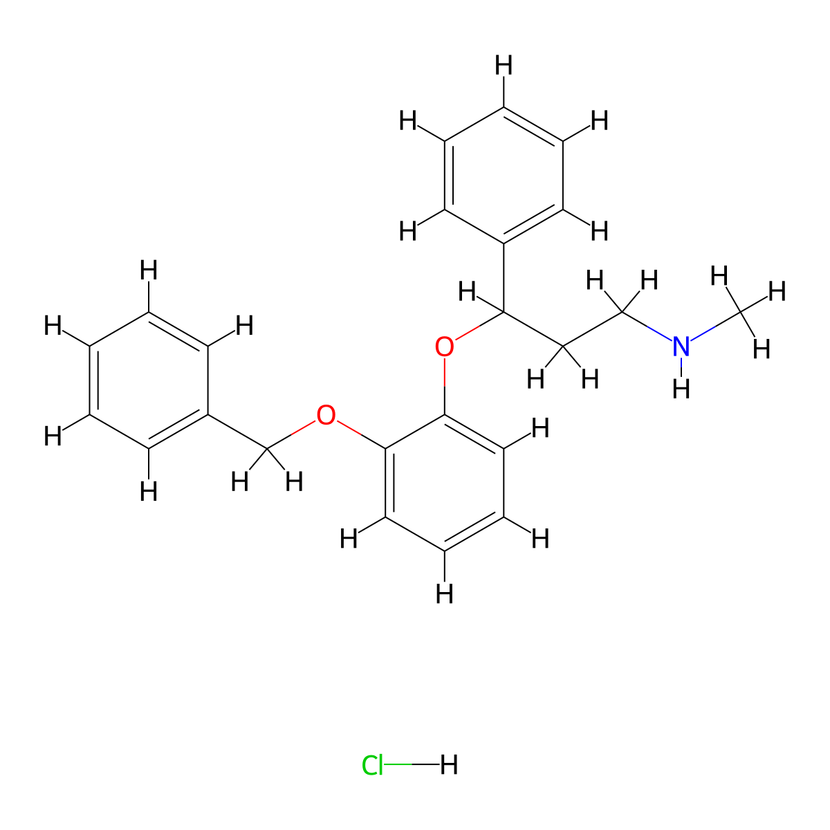 Benzenepropanamine, N-methyl-gamma-(2-(phenylmethoxy)phenoxy)-, hydrochloride molecular structure, CAS 79332-99-3