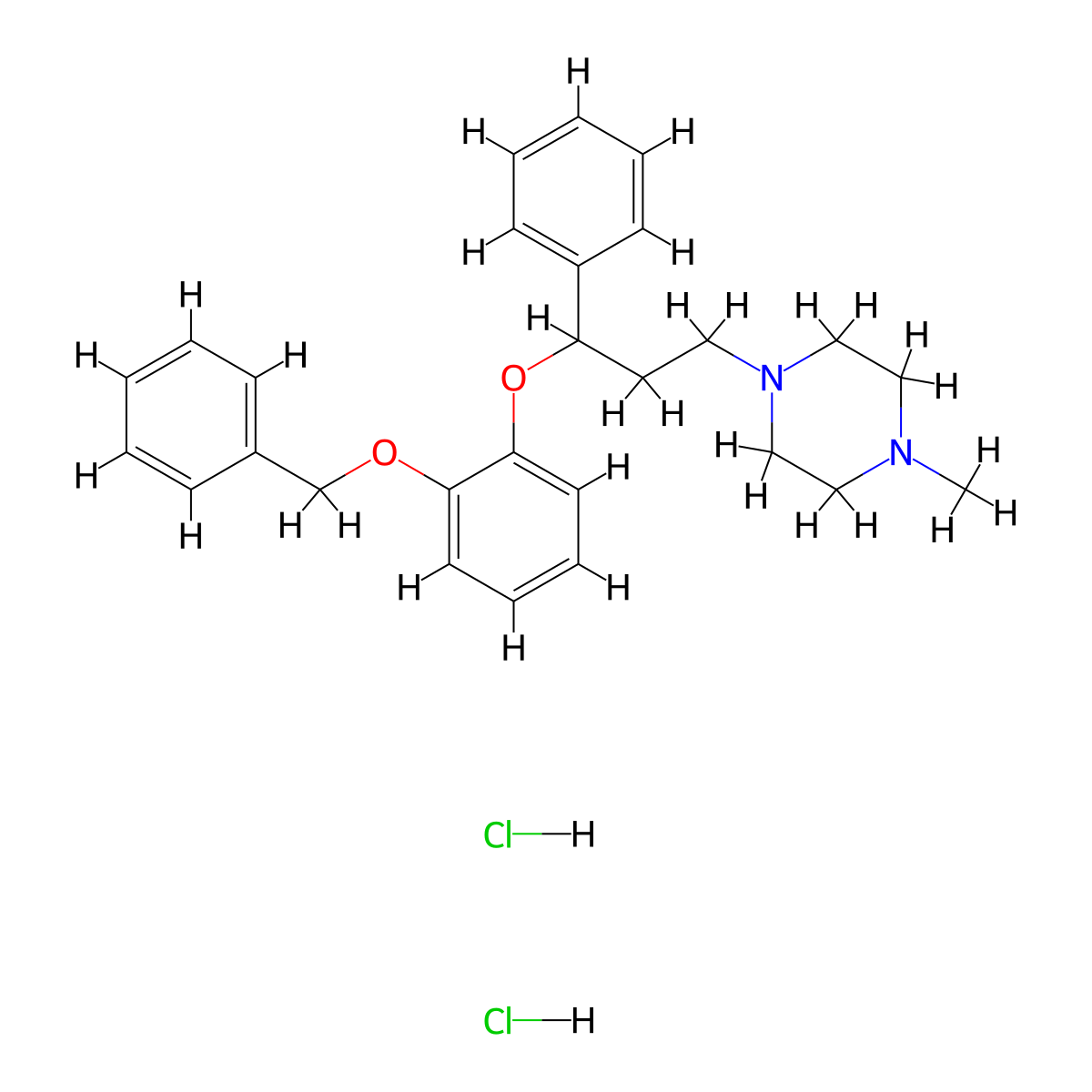 Piperazine, 1-methyl-4-(3-phenyl-3-(2-(phenylmethoxy)phenoxy)propyl)-, dihydrochloride molecular structure, CAS 79333-04-3