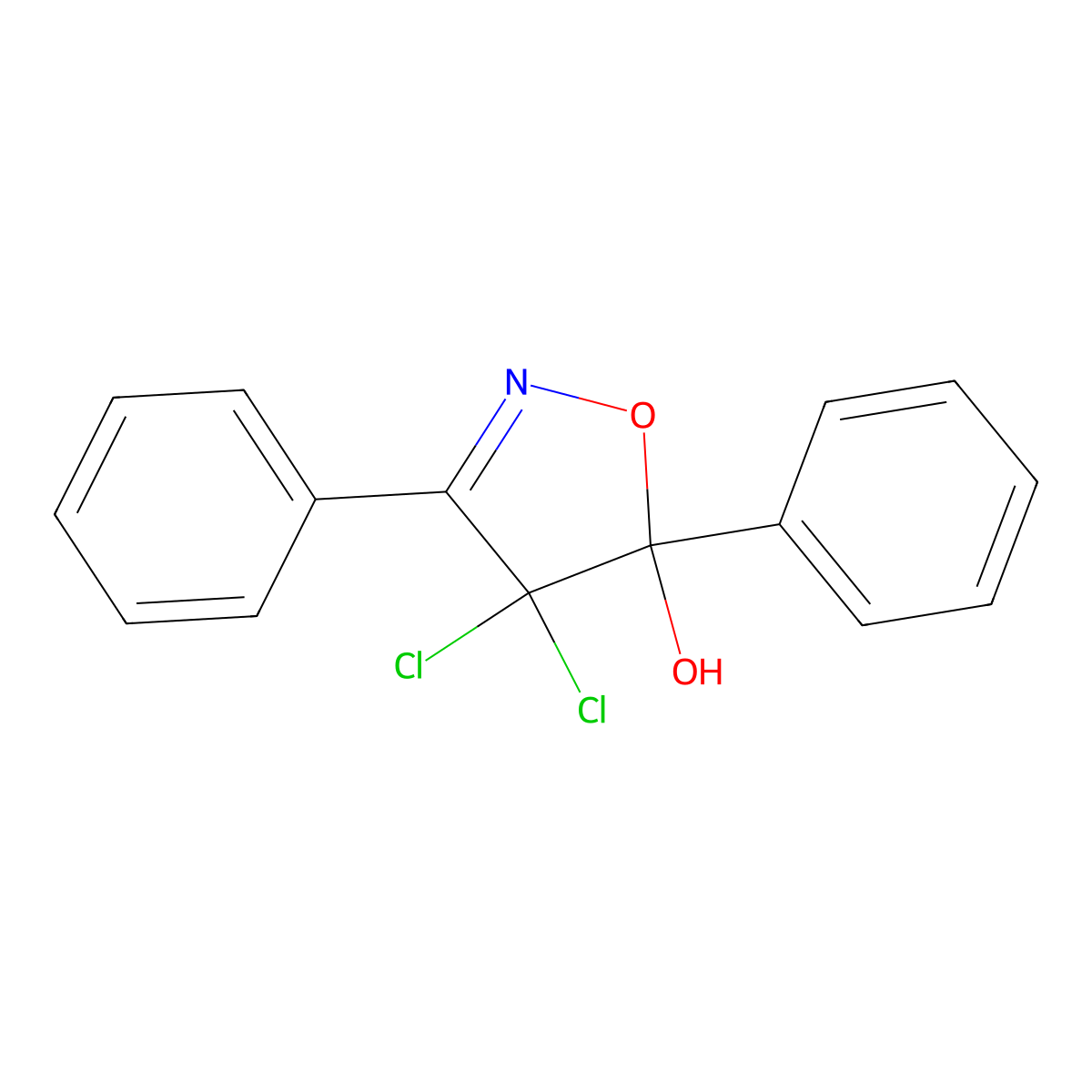 4,4-Dichloro-3,5-diphenyl-4,5-dihydro-5-isoxazolol molecular structure, CAS 79344-05-1