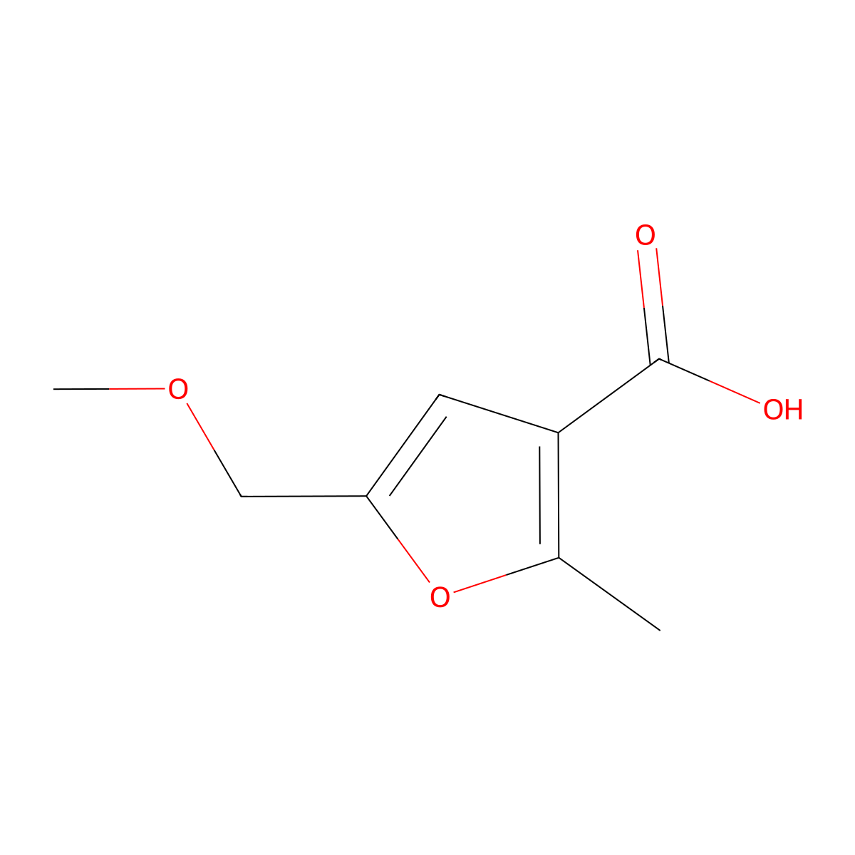 5-(Methoxymethyl)-2-methylfuran-3-carboxylic acid molecular structure, CAS 79347-60-7