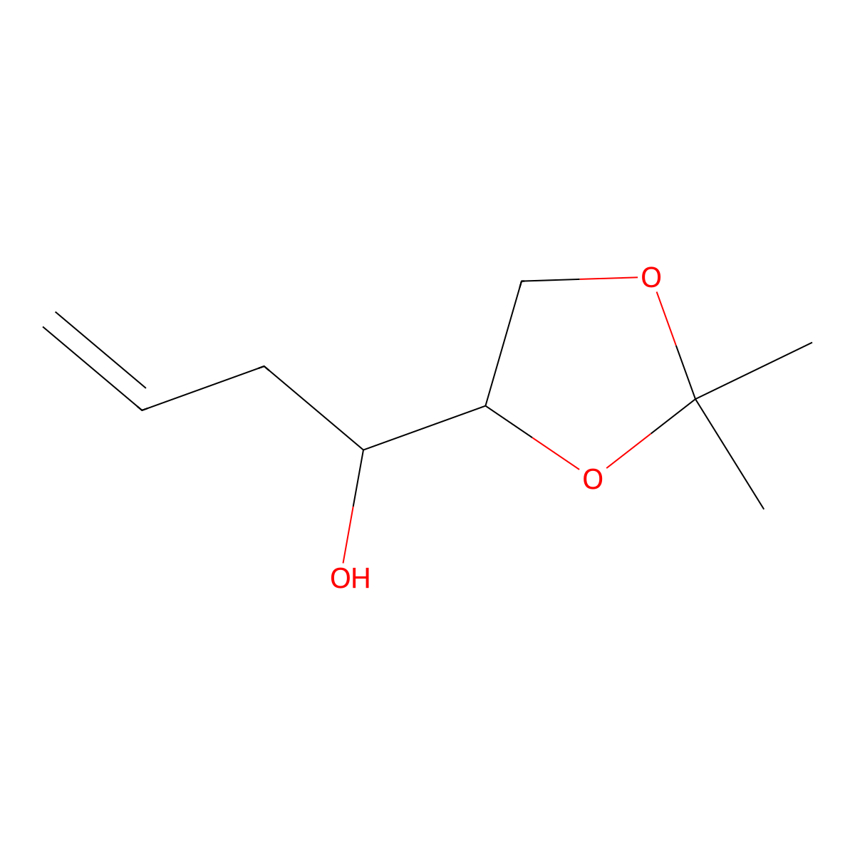 (1S)-1-[(4R)-2,2-dimethyl-1,3-dioxolan-4-yl]but-3-en-1-ol molecular structure, CAS 79364-35-5