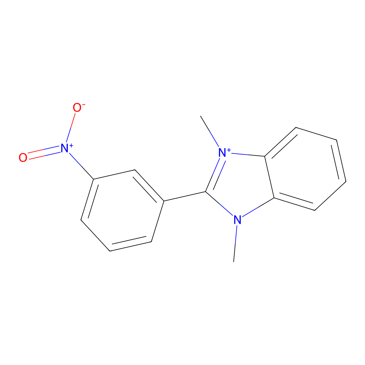 1,3-dimethyl-2-(3-nitrophenyl)-3H-benzimidazol-1-ium molecular structure, CAS 793662-03-0