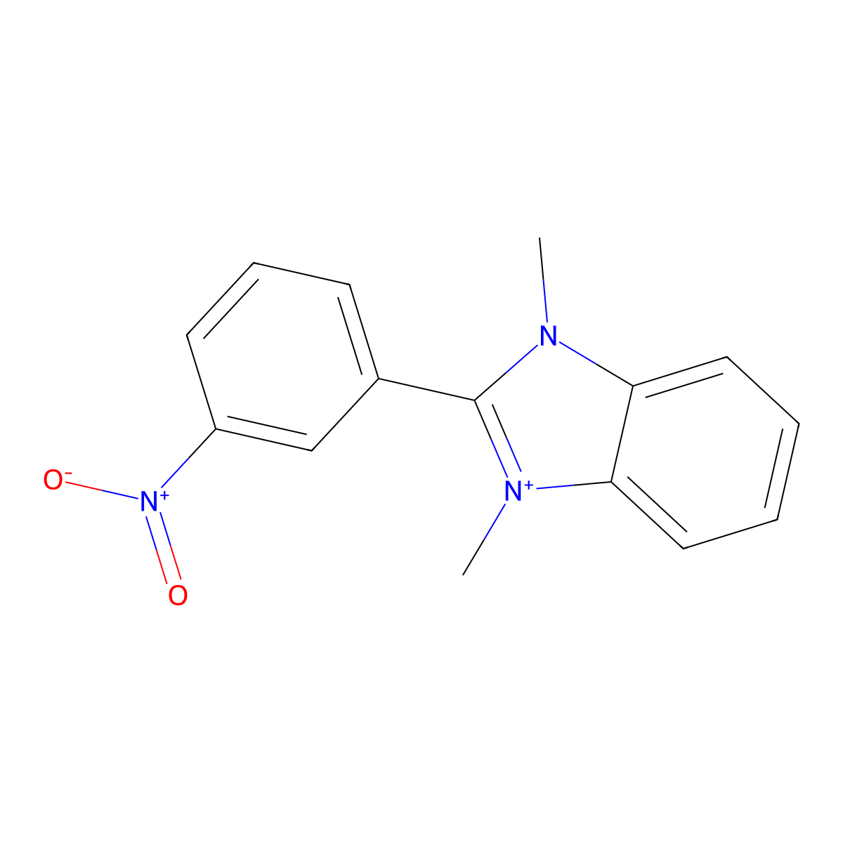 1,3-dimethyl-2-(3-nitrophenyl)-3H-benzimidazol-1-ium molecular structure, CAS 793662-03-0