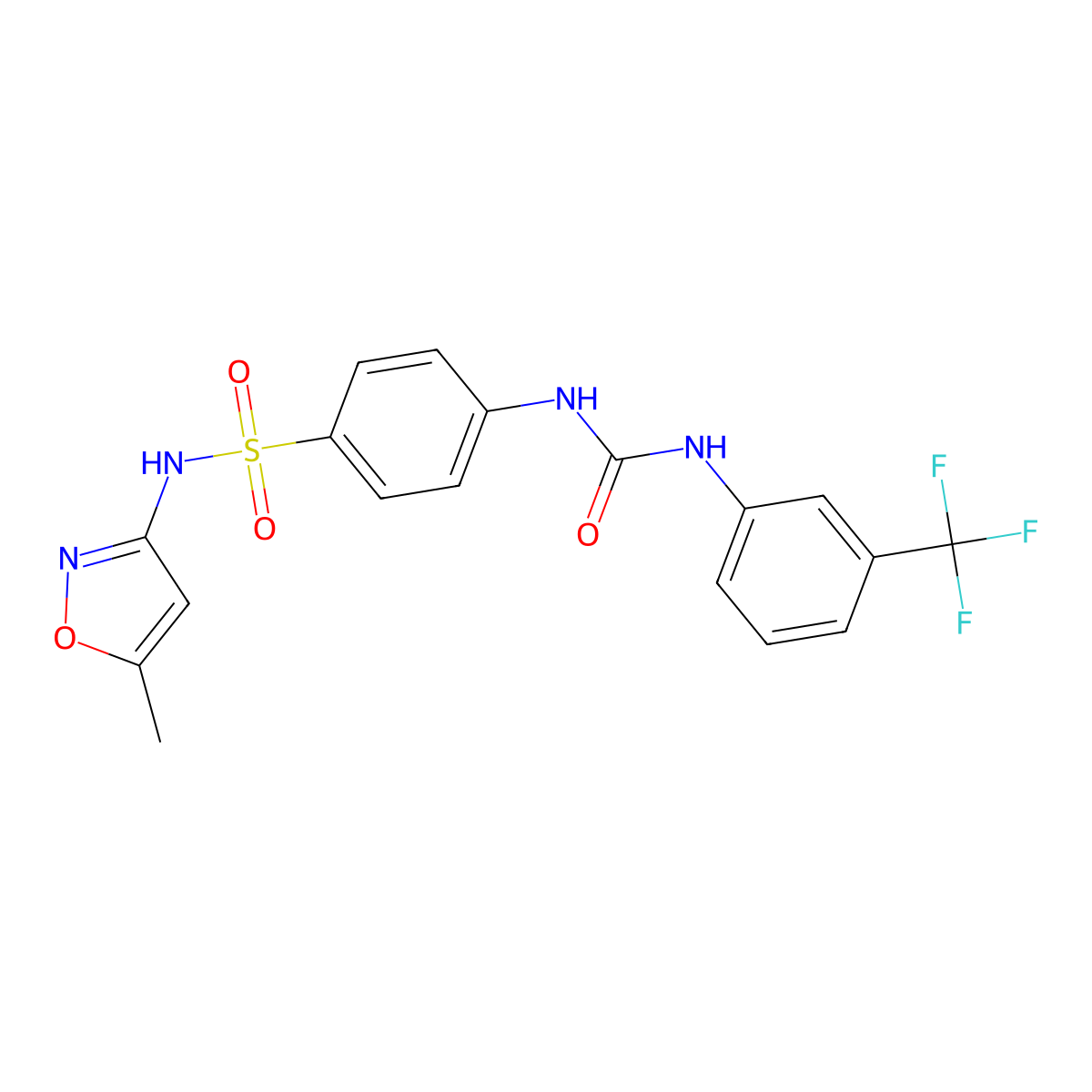 N-(5-Methylisoxazol-3-yl)-4-(3-(3-(trifluoromethyl)phenyl)ureido)benzenesulfonamide molecular structure, CAS 793677-83-5
