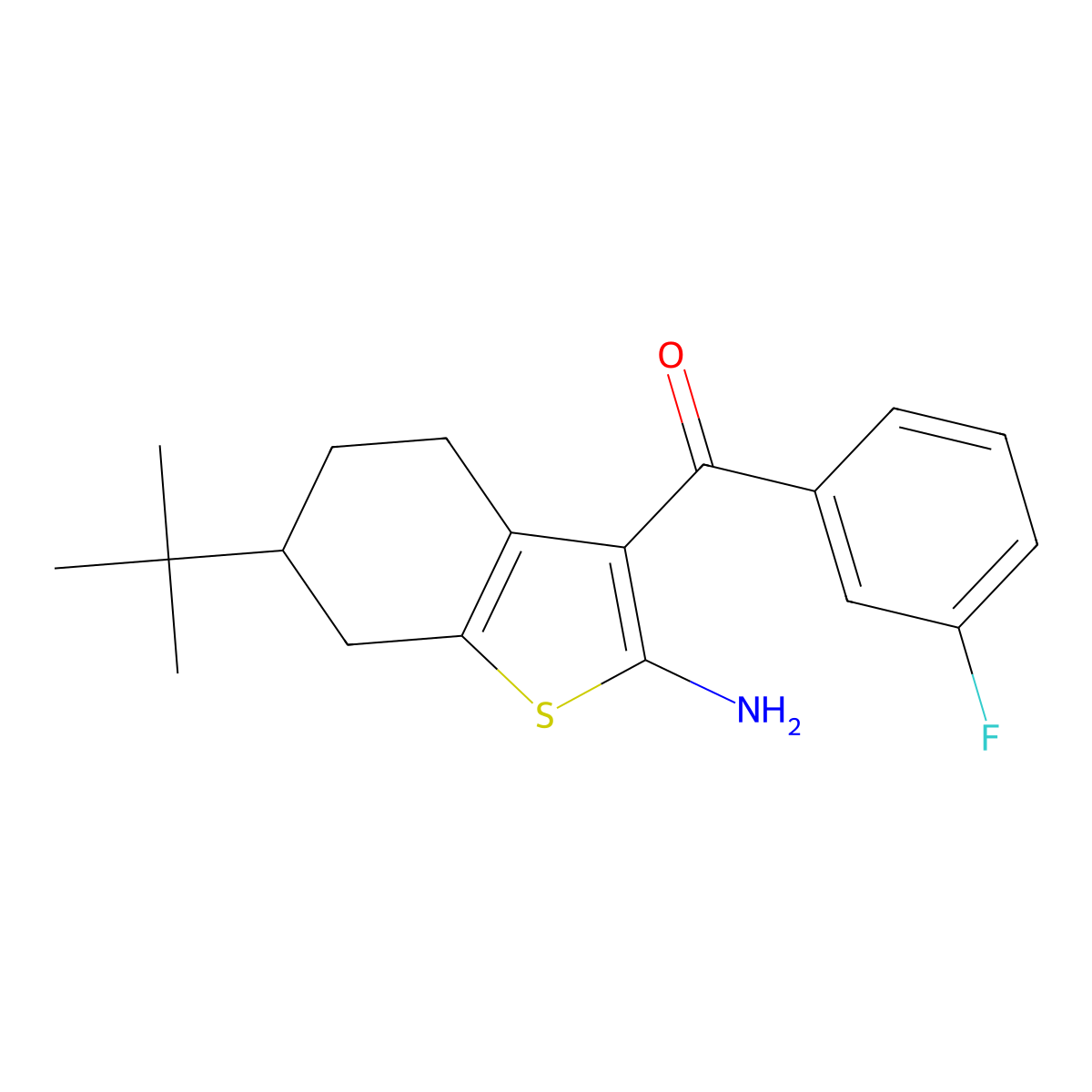 6-Tert-butyl-3-(3-fluorobenzoyl)-4,5,6,7-tetrahydro-1-benzothiophen-2-amine molecular structure, CAS 793678-84-9