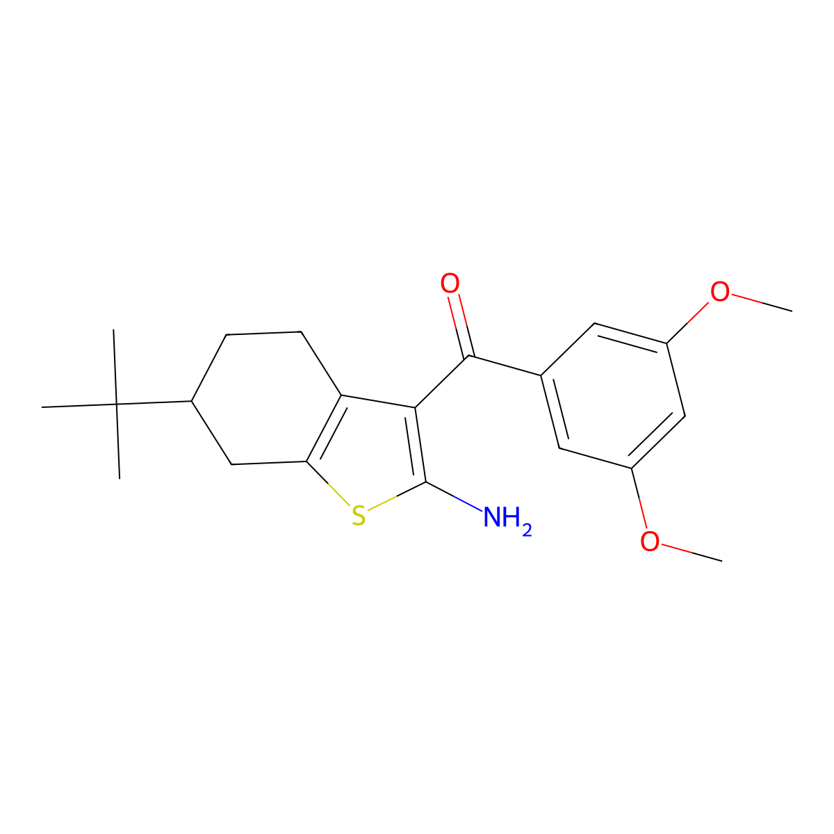 6-Tert-butyl-3-(3,5-dimethoxybenzoyl)-4,5,6,7-tetrahydro-1-benzothiophen-2-amine molecular structure, CAS 793678-85-0