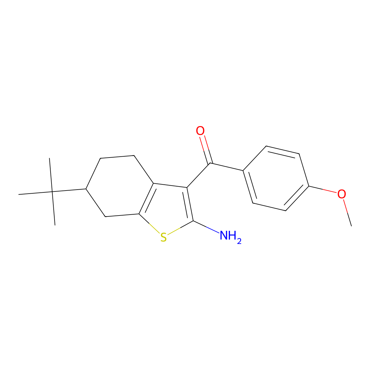 6-Tert-butyl-3-(4-methoxybenzoyl)-4,5,6,7-tetrahydro-1-benzothiophen-2-amine molecular structure, CAS 793678-86-1