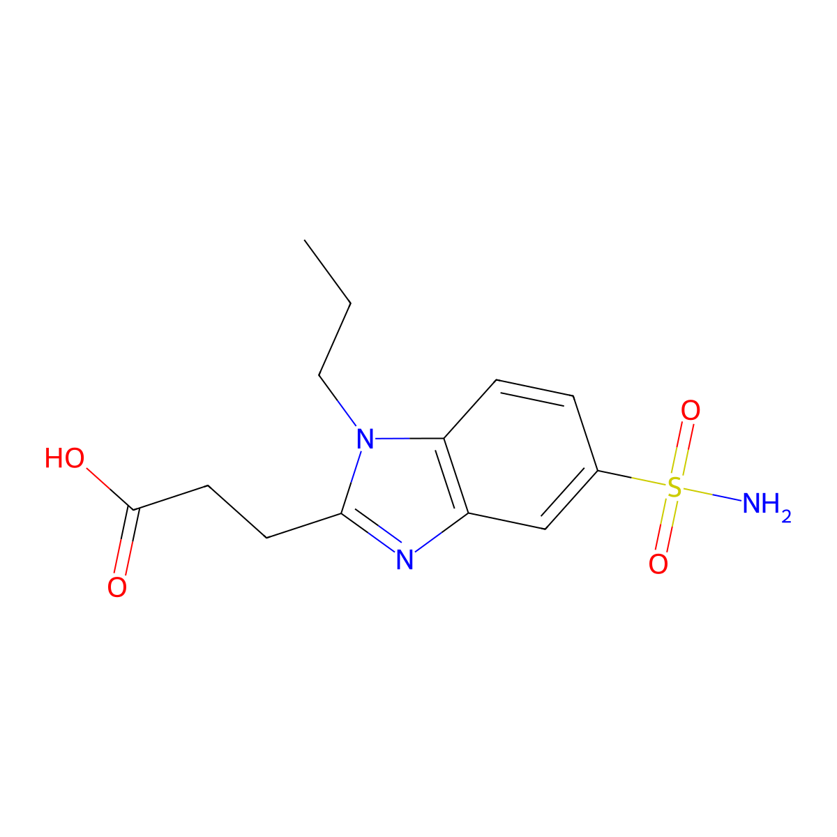 3-(1-propyl-5-sulfamoyl-1H-1,3-benzodiazol-2-yl)propanoic acid molecular structure, CAS 793678-98-5