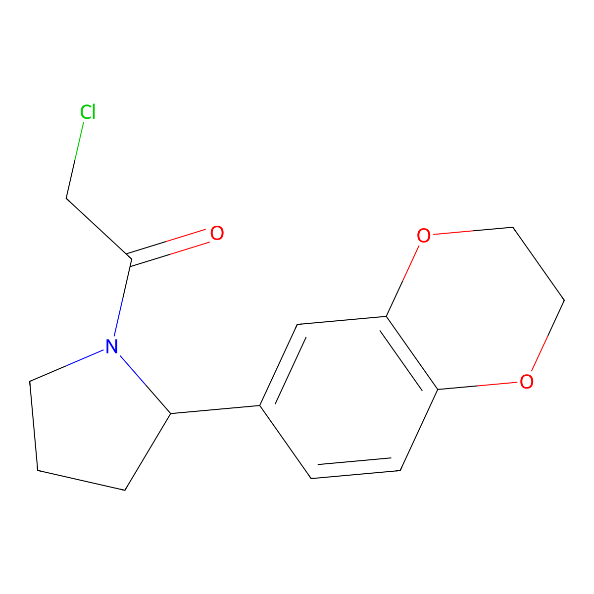 2-Chloro-1-[2-(2,3-dihydro-1,4-benzodioxin-6-yl)pyrrolidin-1-yl]ethan-1-one molecular structure, CAS 793679-02-4