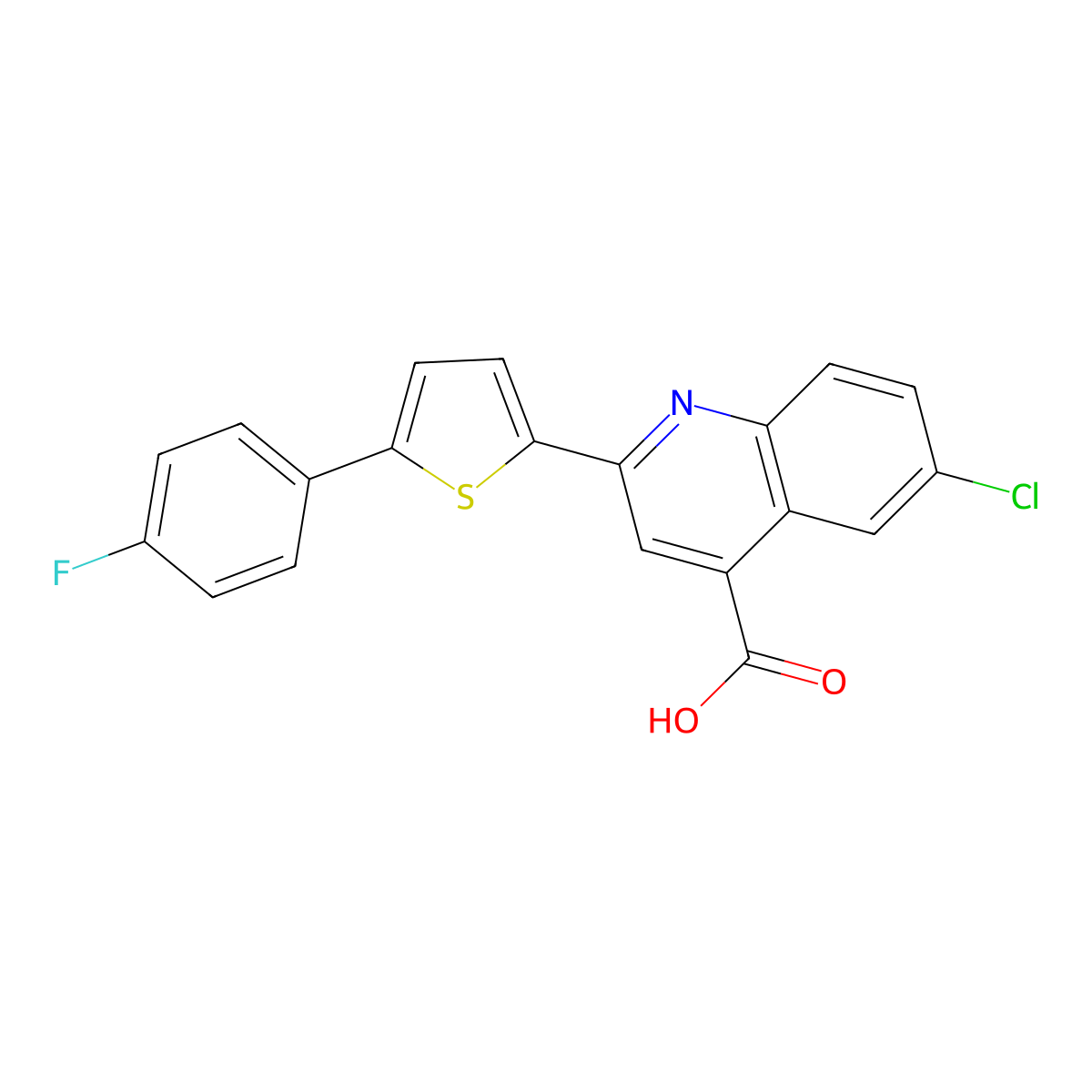 6-chloro-2-[5-(4-fluorophenyl)thiophen-2-yl]quinoline-4-carboxylic Acid molecular structure, CAS 793679-21-7