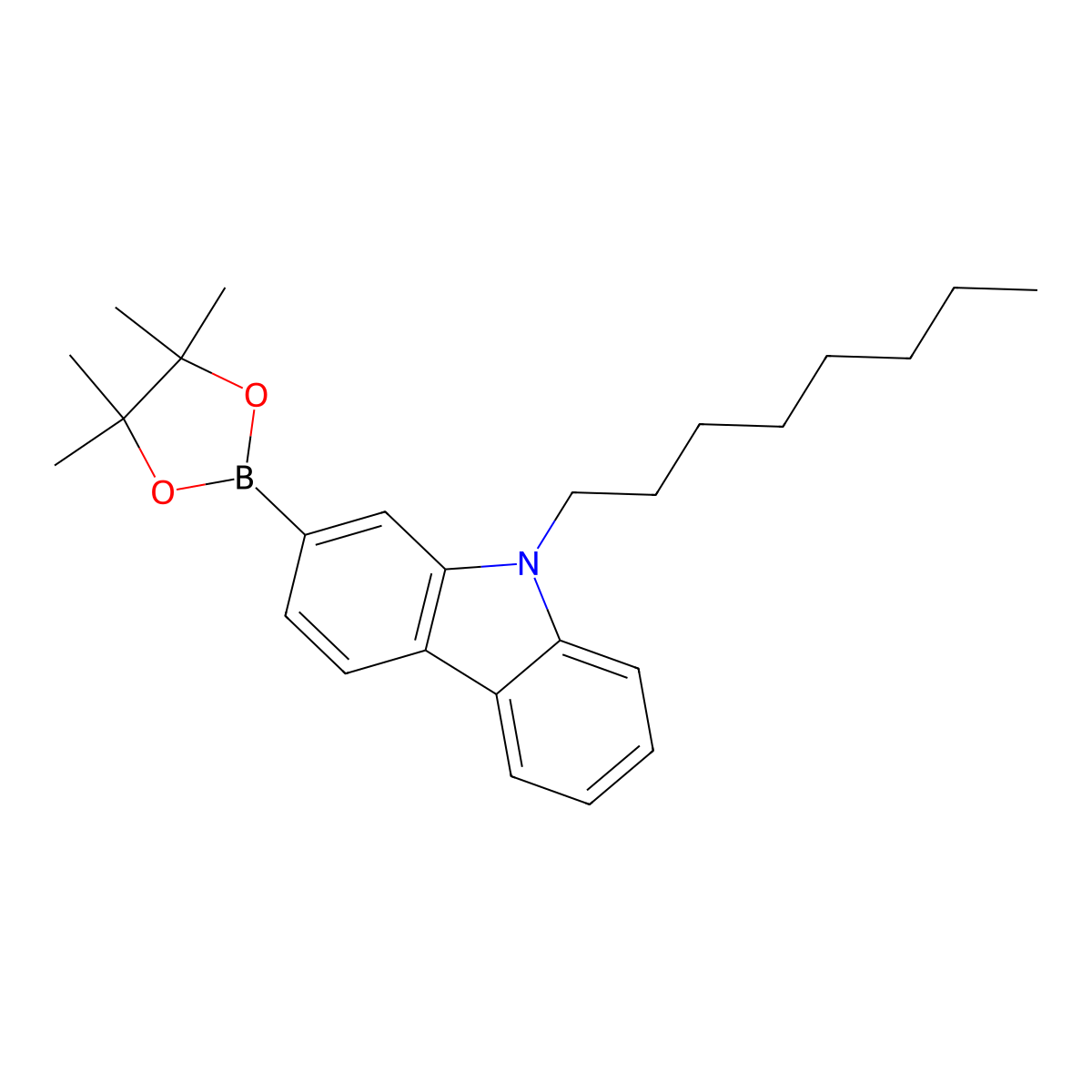 9-Octyl-2-(4,4,5,5-tetramethyl-1,3,2-dioxaborolan-2-yl)-9H-carbazole molecular structure, CAS 793681-93-3