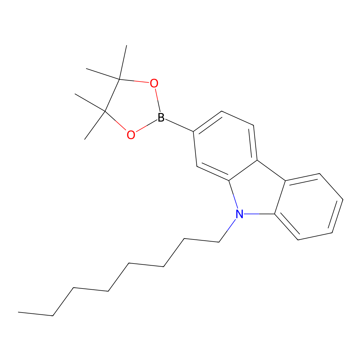 9-Octyl-2-(4,4,5,5-tetramethyl-1,3,2-dioxaborolan-2-yl)-9H-carbazole molecular structure, CAS 793681-93-3