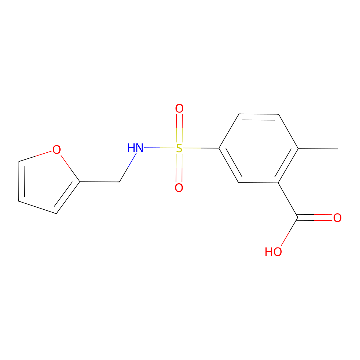 5-[(Furan-2-ylmethyl)sulfamoyl]-2-methylbenzoic acid molecular structure, CAS 793690-07-0