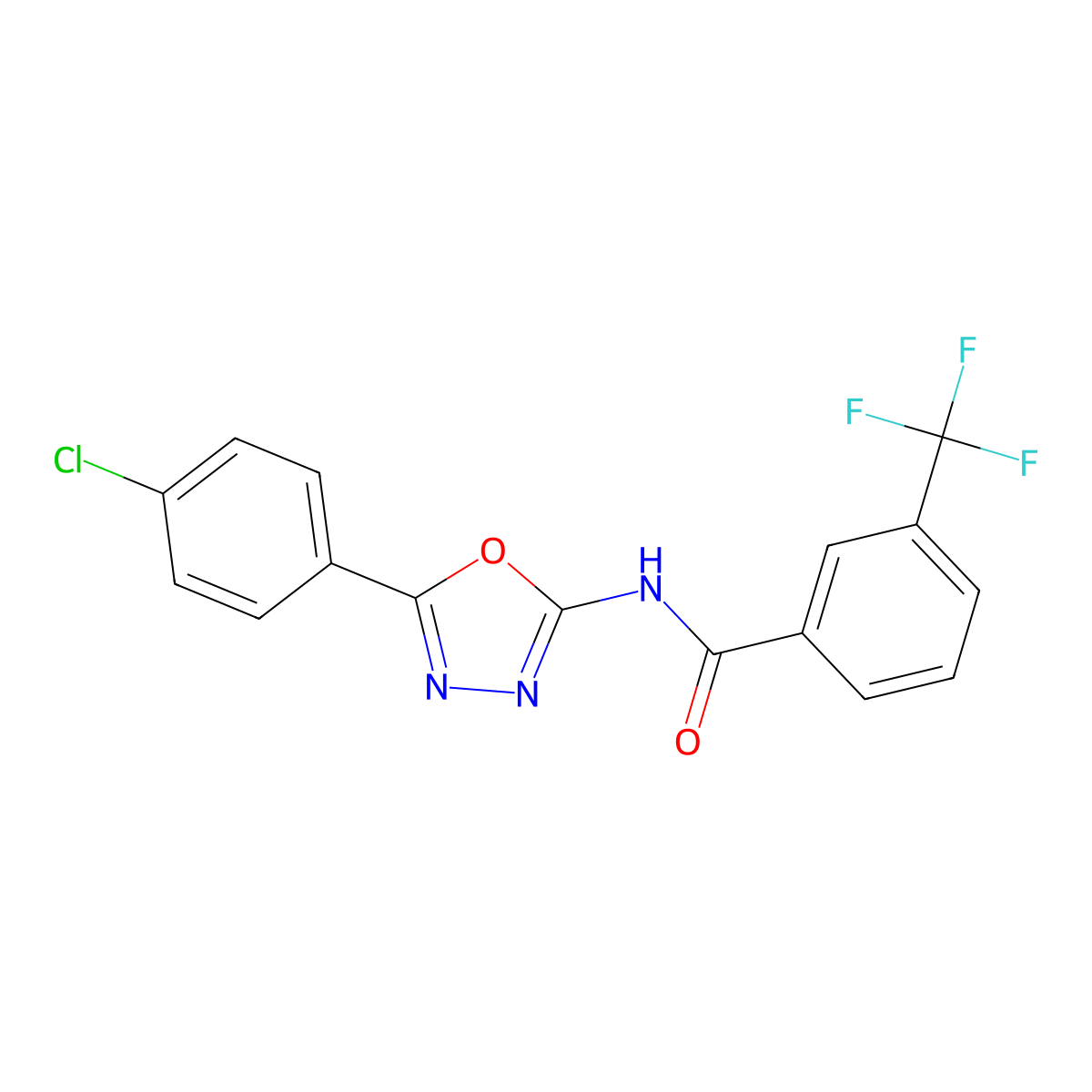 N-[5-(4-chlorophenyl)-1,3,4-oxadiazol-2-yl]-3-(trifluoromethyl)benzamide molecular structure, CAS 793690-46-7