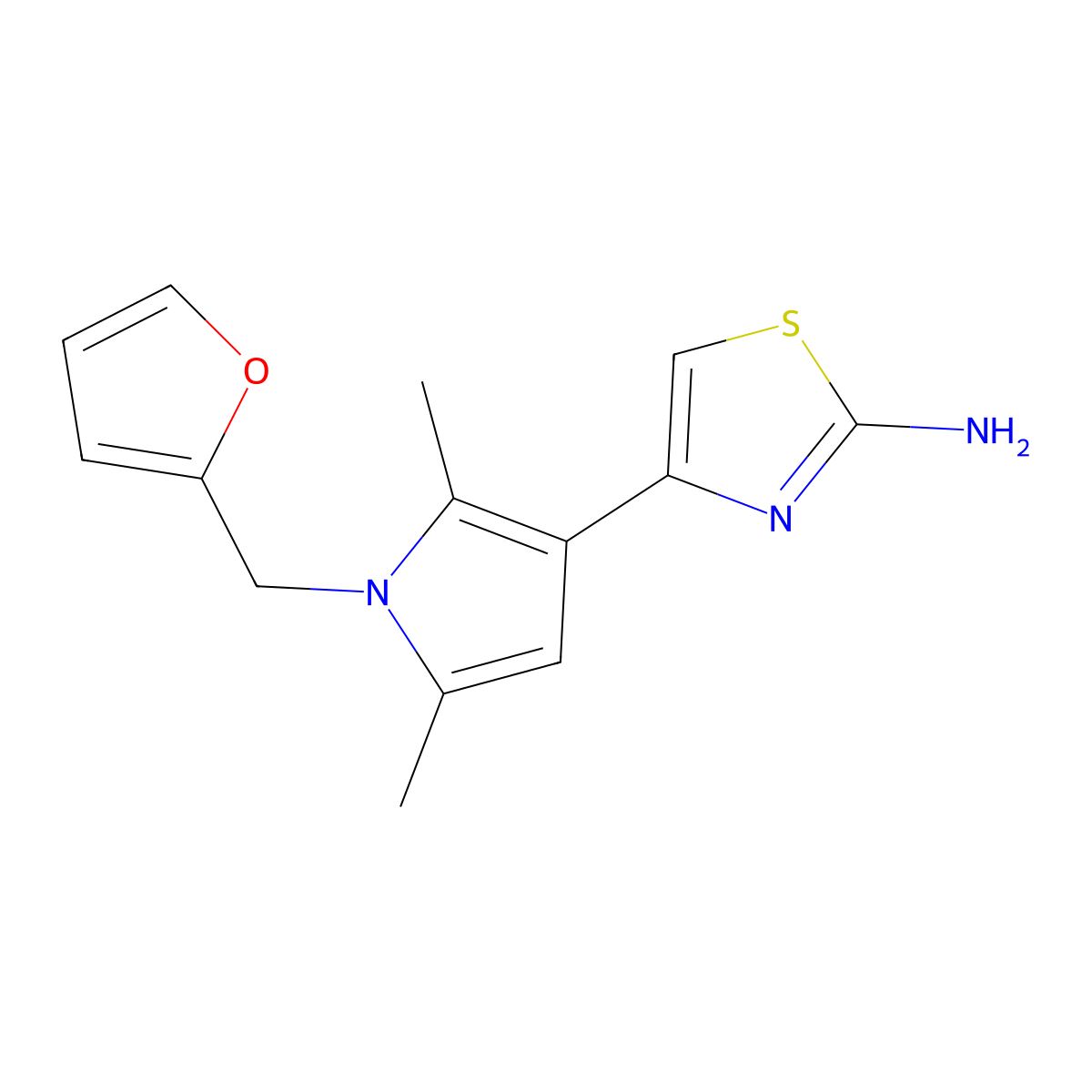 4-[1-(furan-2-ylmethyl)-2,5-dimethyl-1H-pyrrol-3-yl]-1,3-thiazol-2-amine molecular structure, CAS 793716-02-6