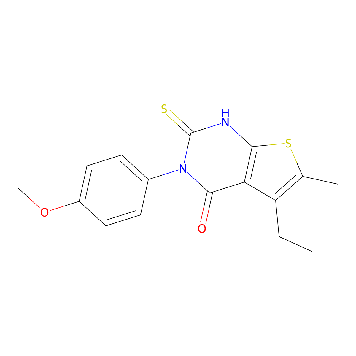 5-ethyl-3-(4-methoxyphenyl)-6-methyl-2-sulfanyl-3H,4H-thieno[2,3-d]pyrimidin-4-one molecular structure, CAS 793716-04-8