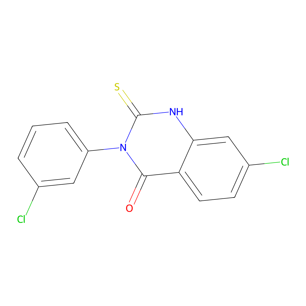 7-chloro-3-(3-chlorophenyl)-2-mercaptoquinazolin-4(3H)-one molecular structure, CAS 793716-09-3