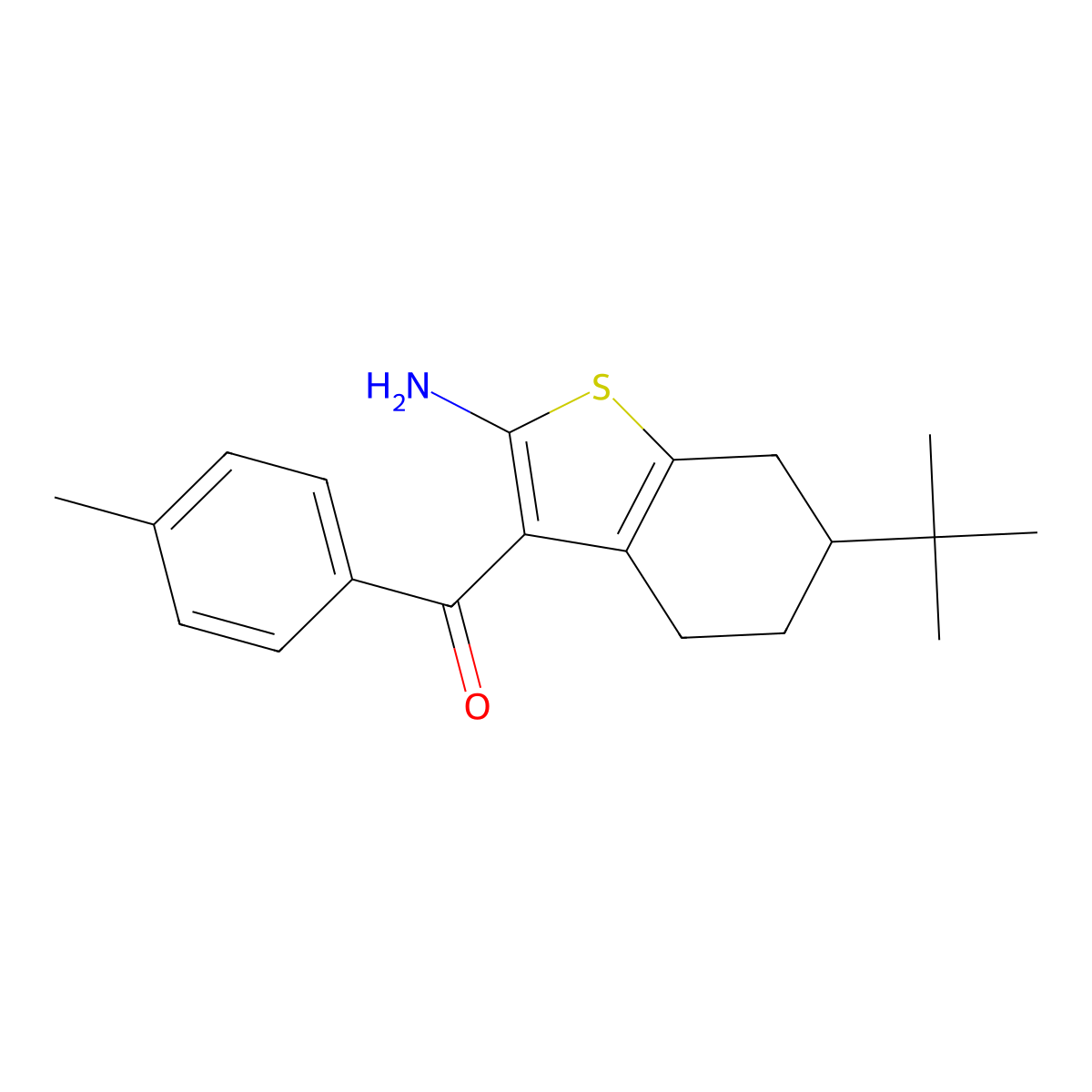 6-Tert-butyl-3-(4-methylbenzoyl)-4,5,6,7-tetrahydro-1-benzothiophen-2-amine molecular structure, CAS 793716-16-2