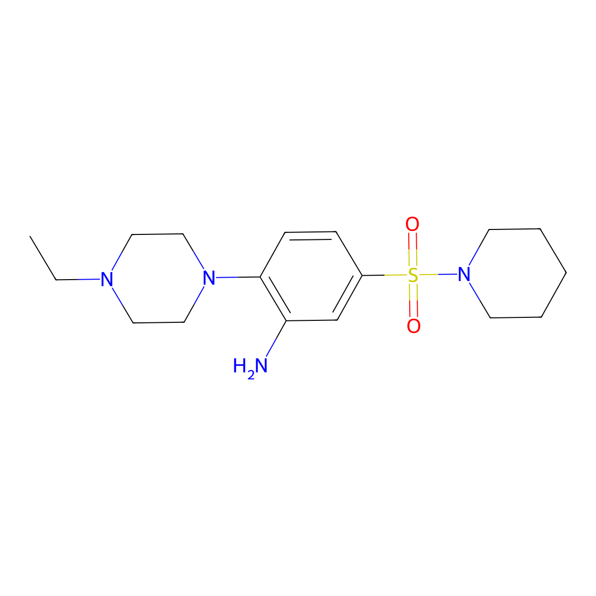 2-(4-Ethylpiperazin-1-yl)-5-(piperidine-1-sulfonyl)aniline molecular structure, CAS 793716-19-5