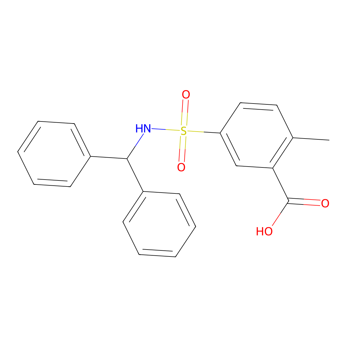5-[(Diphenylmethyl)sulfamoyl]-2-methylbenzoic acid molecular structure, CAS 793716-21-9