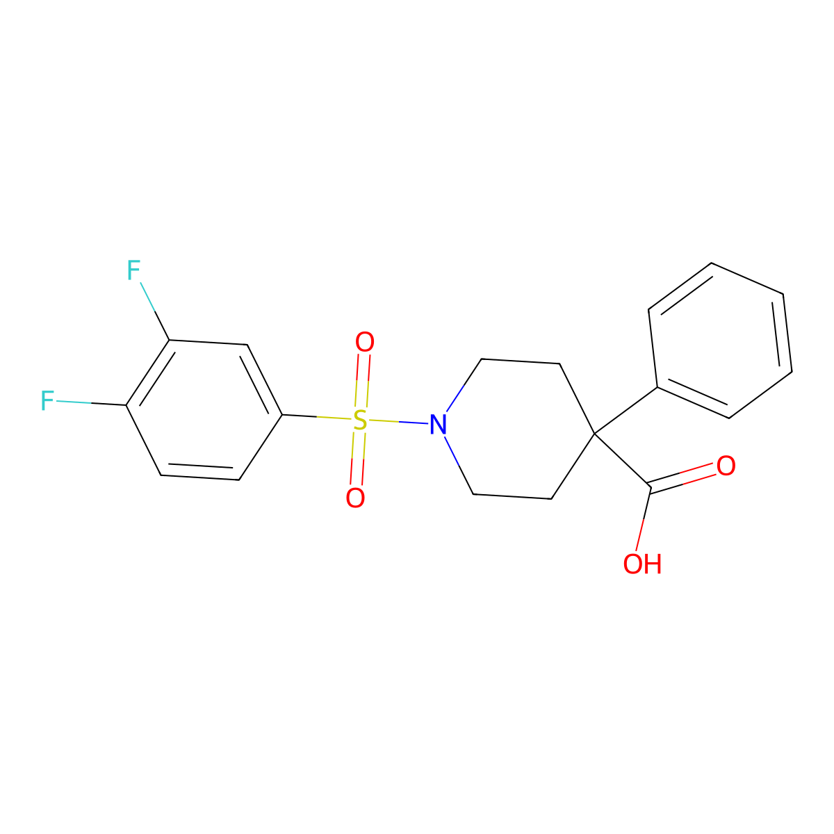 1-(3,4-Difluorobenzenesulfonyl)-4-phenylpiperidine-4-carboxylic acid molecular structure, CAS 793727-33-0
