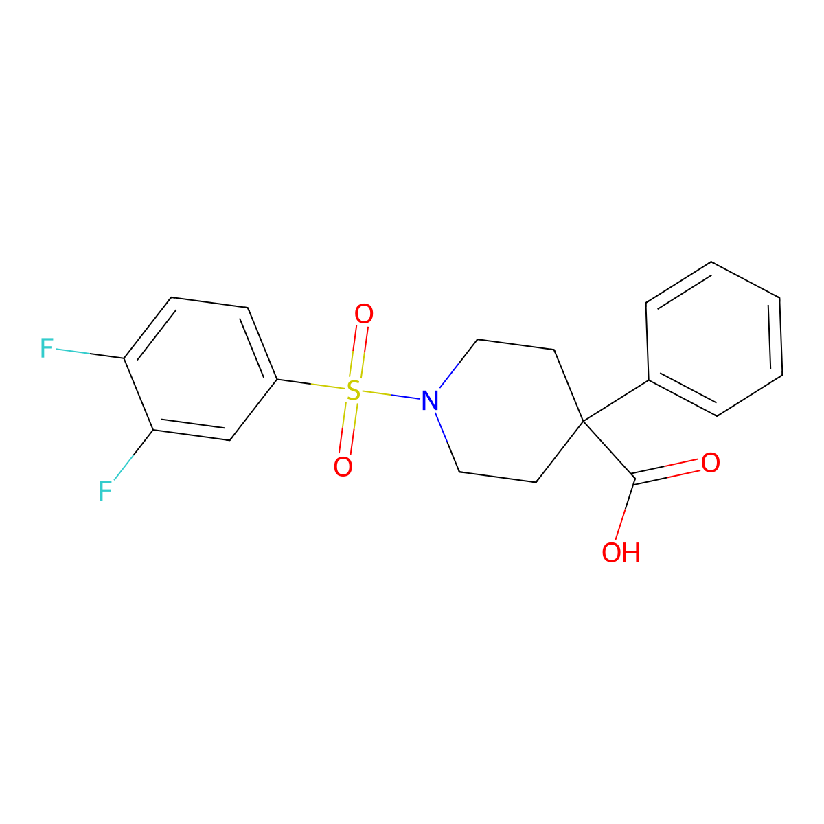 1-(3,4-Difluorobenzenesulfonyl)-4-phenylpiperidine-4-carboxylic acid molecular structure, CAS 793727-33-0