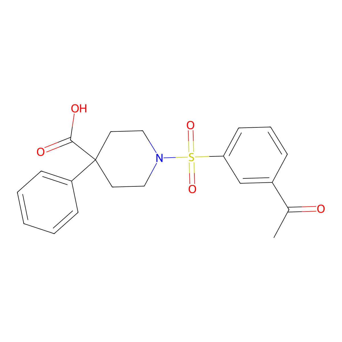 1-[(3-Acetylphenyl)sulfonyl]-4-phenylpiperidine-4-carboxylic acid molecular structure, CAS 793727-35-2