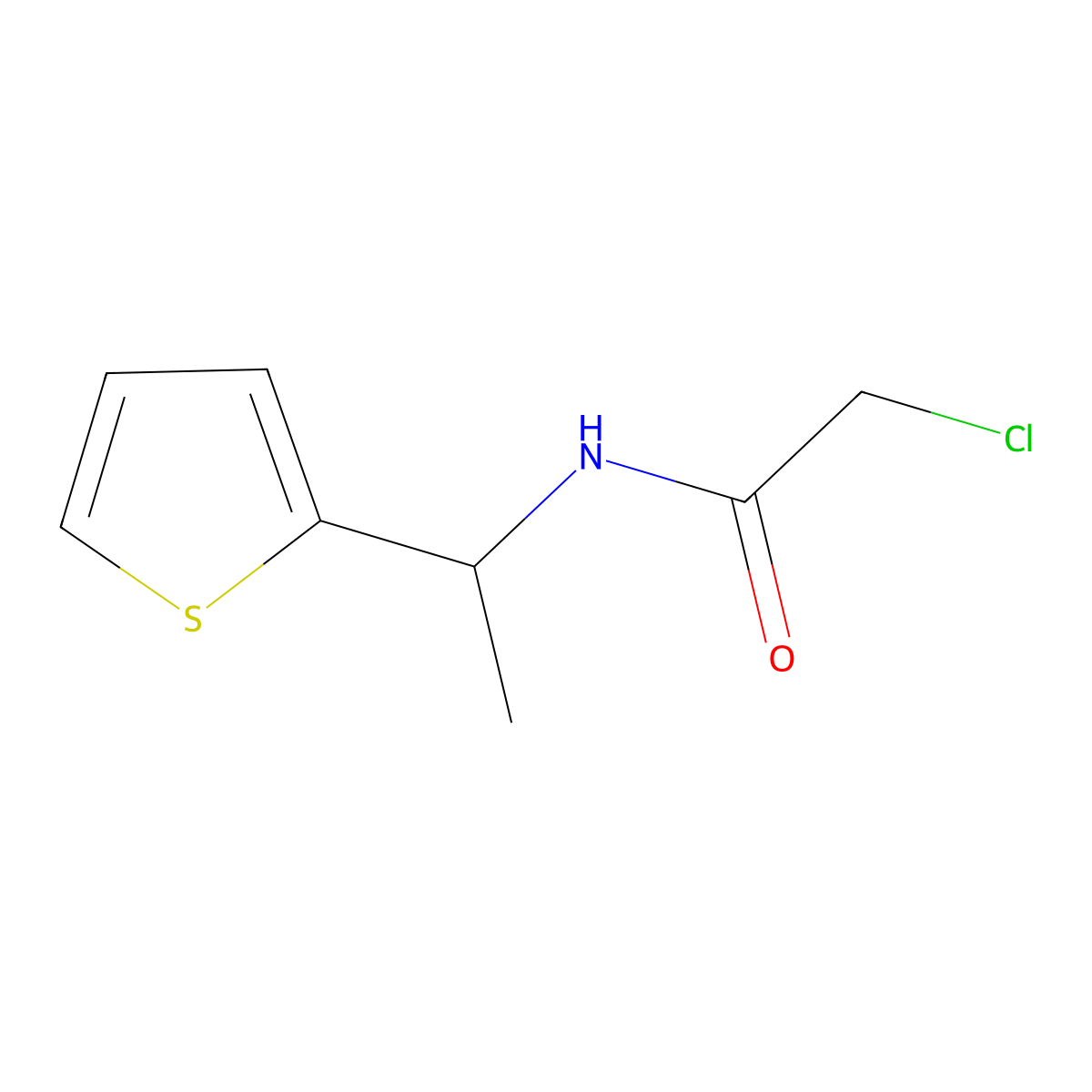 2-chloro-N-(1-(thiophen-2-yl)ethyl)acetamide molecular structure, CAS 793727-52-3