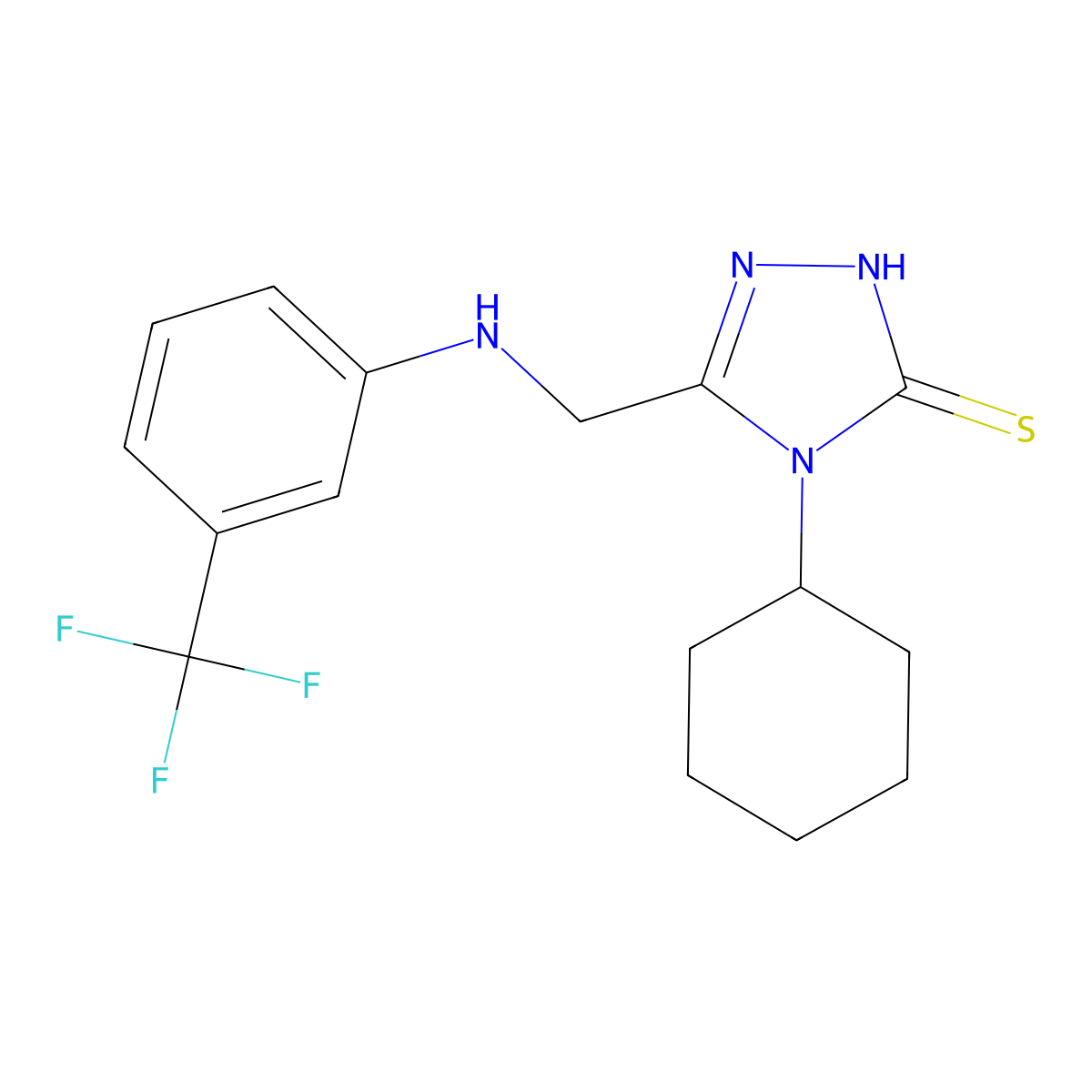 4-cyclohexyl-5-({[3-(trifluoromethyl)phenyl]amino}methyl)-4H-1,2,4-triazole-3-thiol molecular structure, CAS 793727-53-4