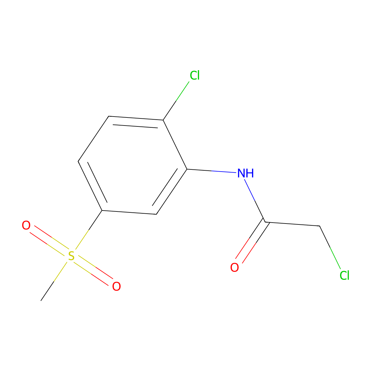 2-chloro-N-(2-chloro-5-methylsulfonylphenyl)acetamide molecular structure, CAS 793727-82-9