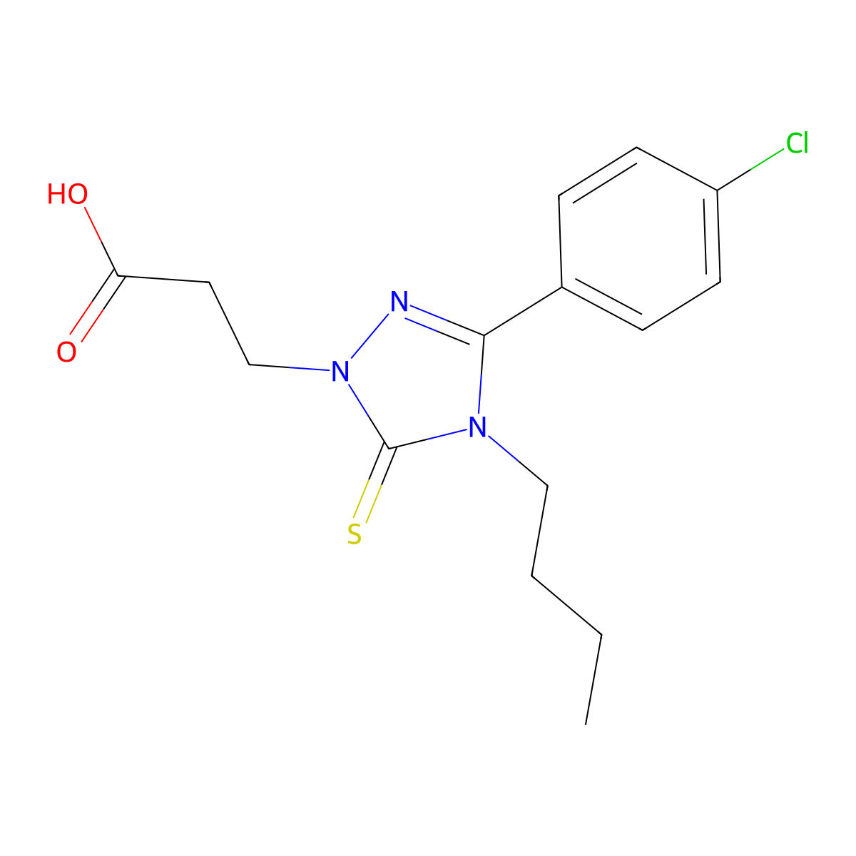 3-[4-butyl-3-(4-chlorophenyl)-5-thioxo-4,5-dihydro-1H-1,2,4-triazol-1-yl]propanoic acid molecular structure, CAS 793727-84-1