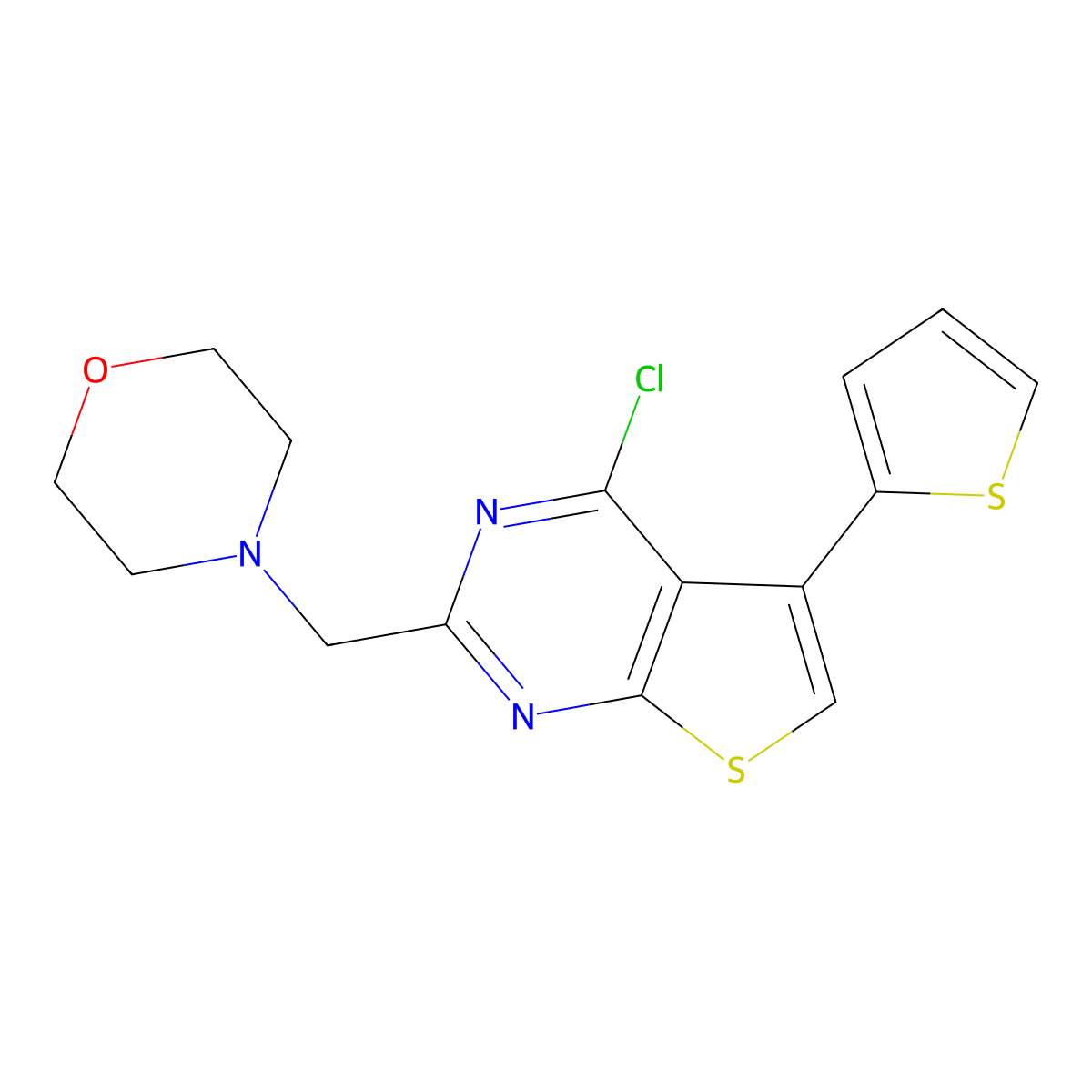 4-{[4-Chloro-5-(thiophen-2-yl)thieno[2,3-d]pyrimidin-2-yl]methyl}morpholine molecular structure, CAS 793727-87-4