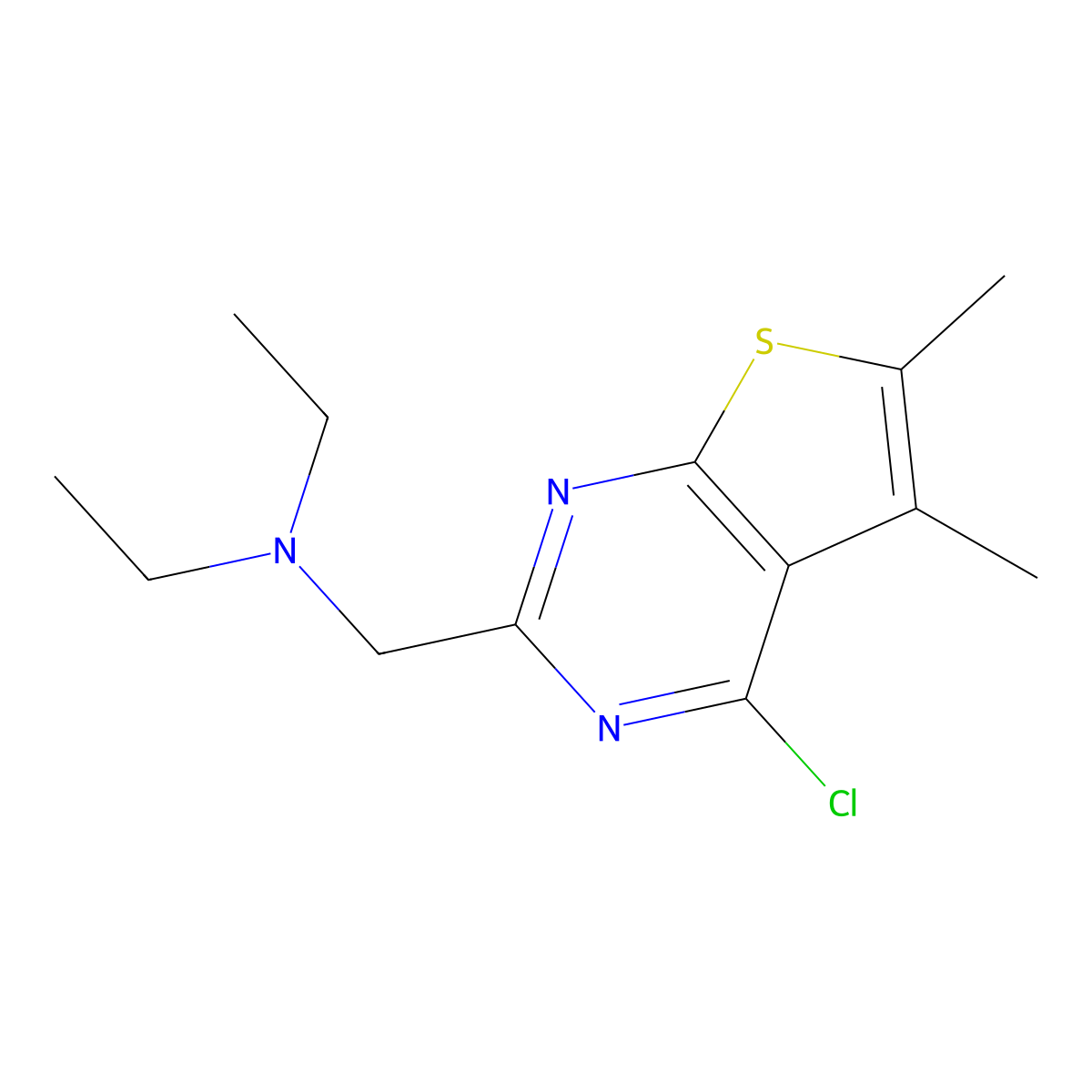 ({4-Chloro-5,6-dimethylthieno[2,3-d]pyrimidin-2-yl}methyl)diethylamine molecular structure, CAS 793727-93-2