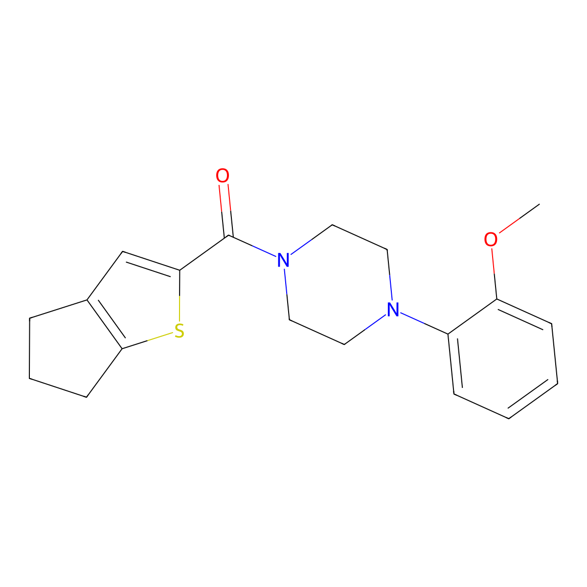 (5,6-Dihydro-4H-cyclopenta[b]thiophen-2-yl)(4-(2-methoxyphenyl)piperazin-1-yl)methanone molecular structure, CAS 793728-59-3