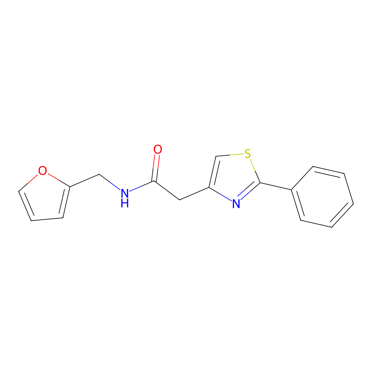 N-(furan-2-ylmethyl)-2-(2-phenyl-1,3-thiazol-4-yl)acetamide molecular structure, CAS 793730-80-0
