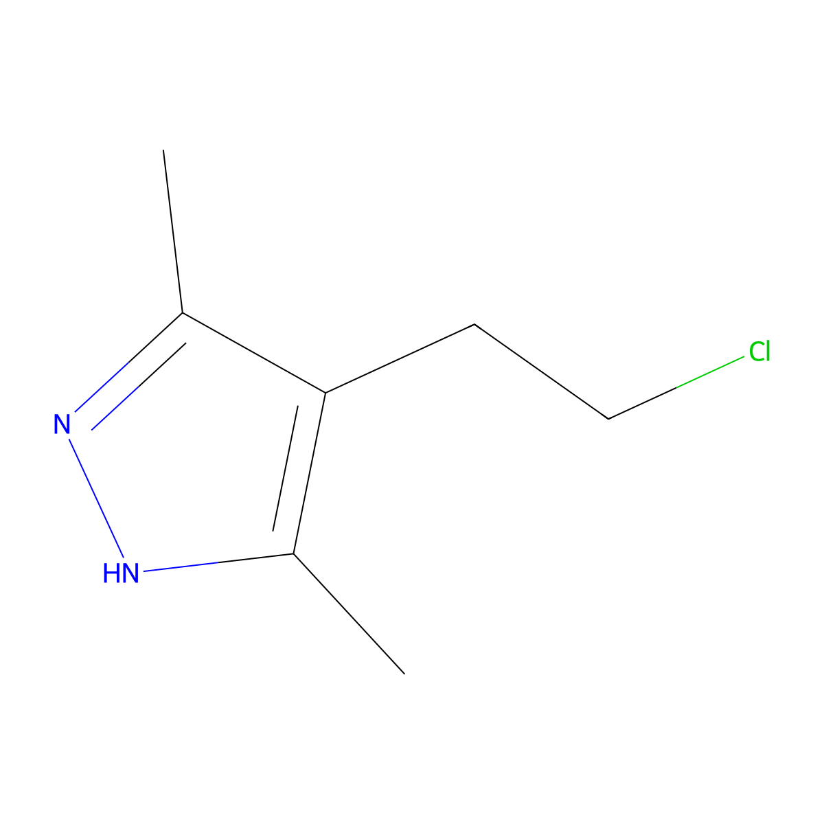 4-(2-chloroethyl)-3,5-dimethyl-1H-pyrazole molecular structure, CAS 79379-05-8