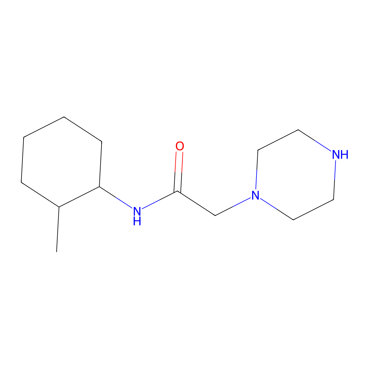 N-(2-methylcyclohexyl)-2-(piperazin-1-yl)acetamide molecular structure, CAS 79379-27-4