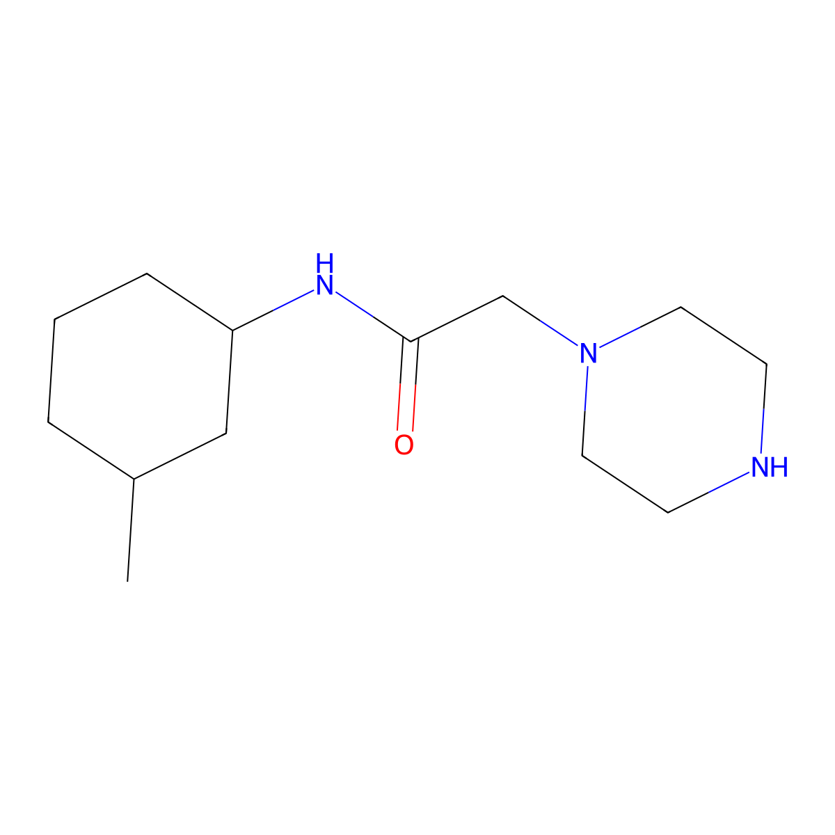 N-(3-methylcyclohexyl)-2-(piperazin-1-yl)acetamide molecular structure, CAS 79379-29-6