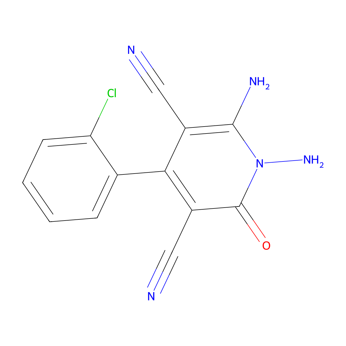 1,6-Diamino-4-(2-chlorophenyl)-2-oxo-1,2-dihydropyridine-3,5-dicarbonitrile molecular structure, CAS 79388-09-3