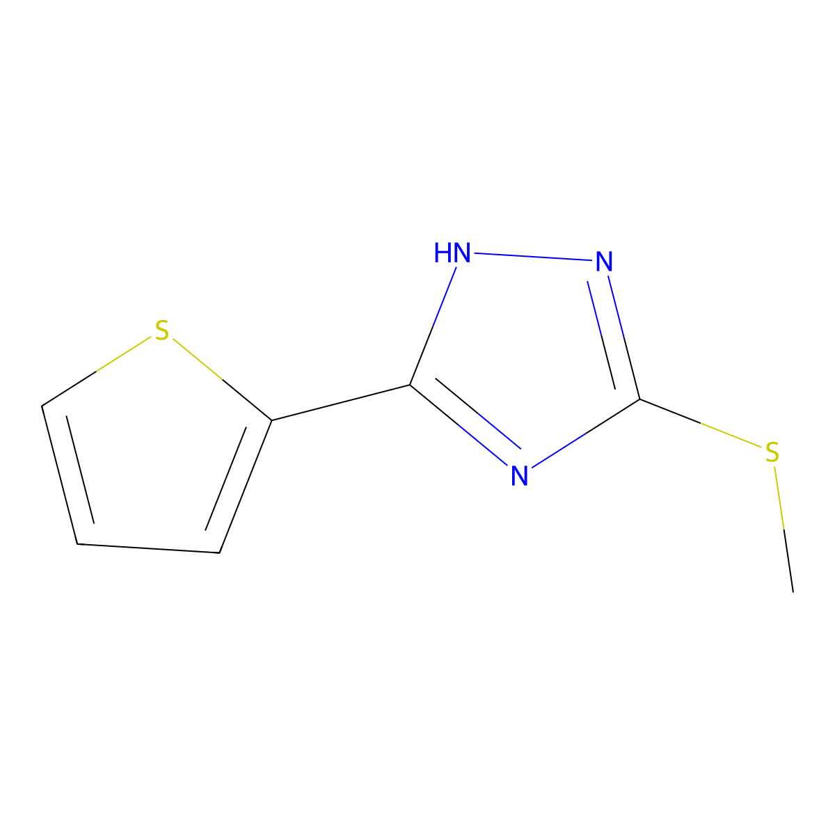 3-methylsulfanyl-5-thiophen-2-yl-1H-1,2,4-triazole molecular structure, CAS 79388-72-0