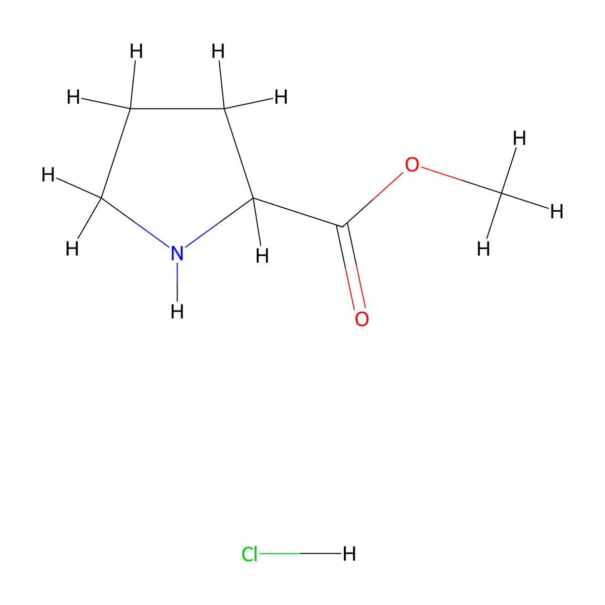 Methyl DL-prolinate hydrochloride molecular structure, CAS 79397-50-5