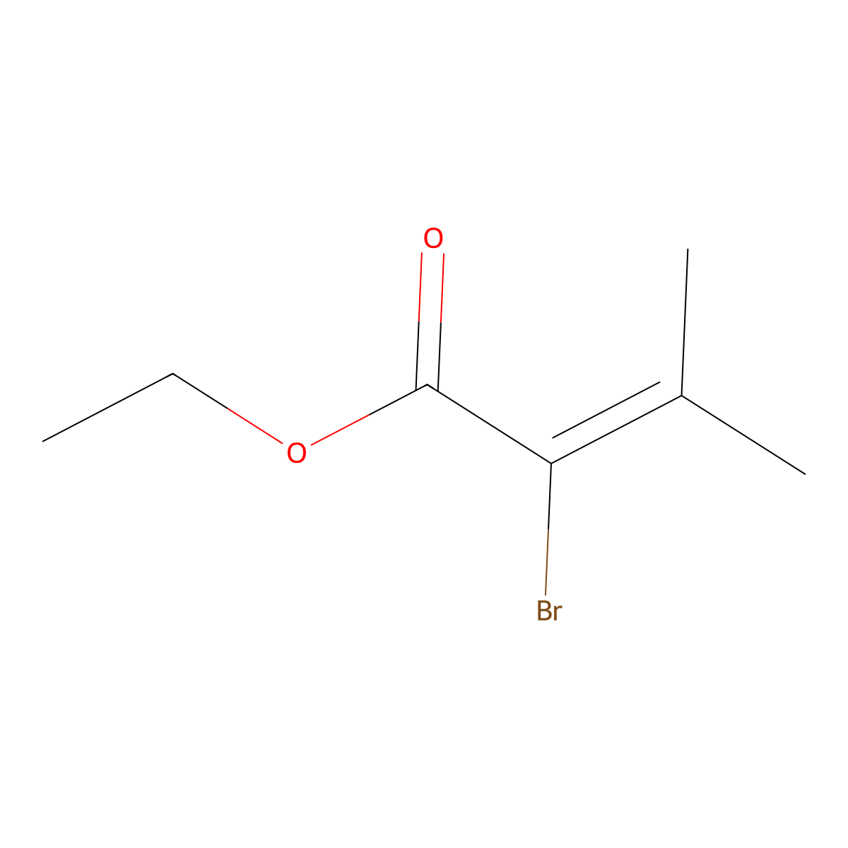 Ethyl 2-bromo-3-methylbut-2-enoate molecular structure, CAS 79405-50-8