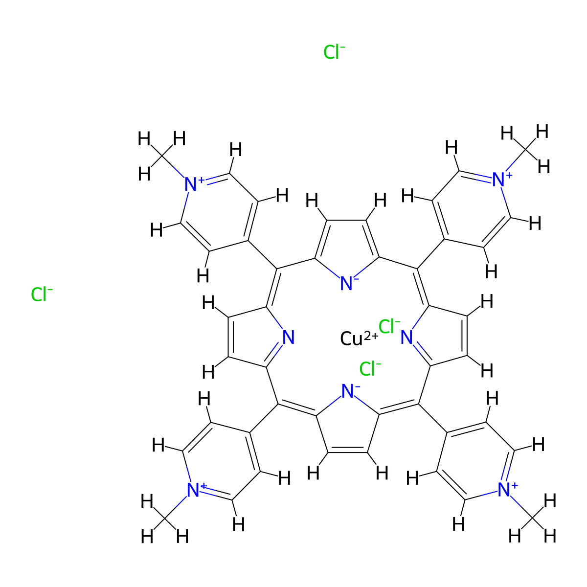 Cu(ii) meso-tetra(n-methyl-4-pyridyl) porphine tetrachloride molecular structure, CAS 79407-87-7