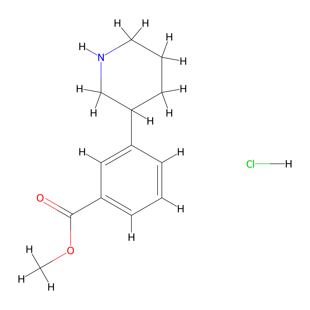 Methyl 3-(piperidin-3-yl)benzoate hydrochloride molecular structure, CAS 79412-52-5