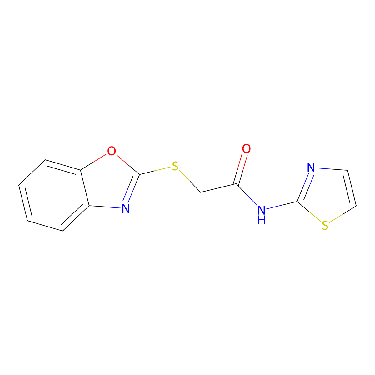 2-(1,3-benzoxazol-2-ylsulfanyl)-N-(1,3-thiazol-2-yl)acetamide molecular structure, CAS 79420-00-1