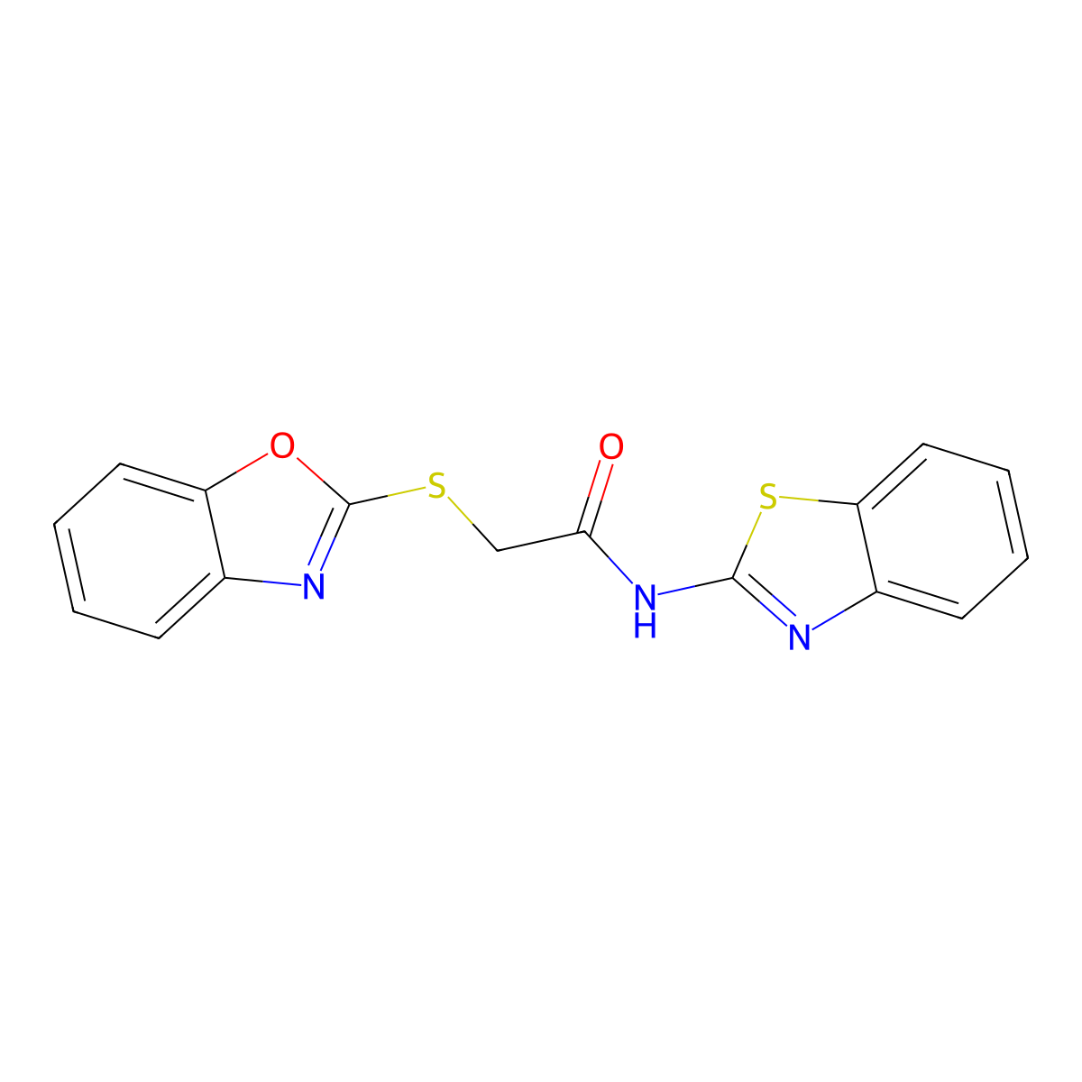 N-(1,3-benzothiazol-2-yl)-2-(1,3-benzoxazol-2-ylsulfanyl)acetamide molecular structure, CAS 79420-05-6