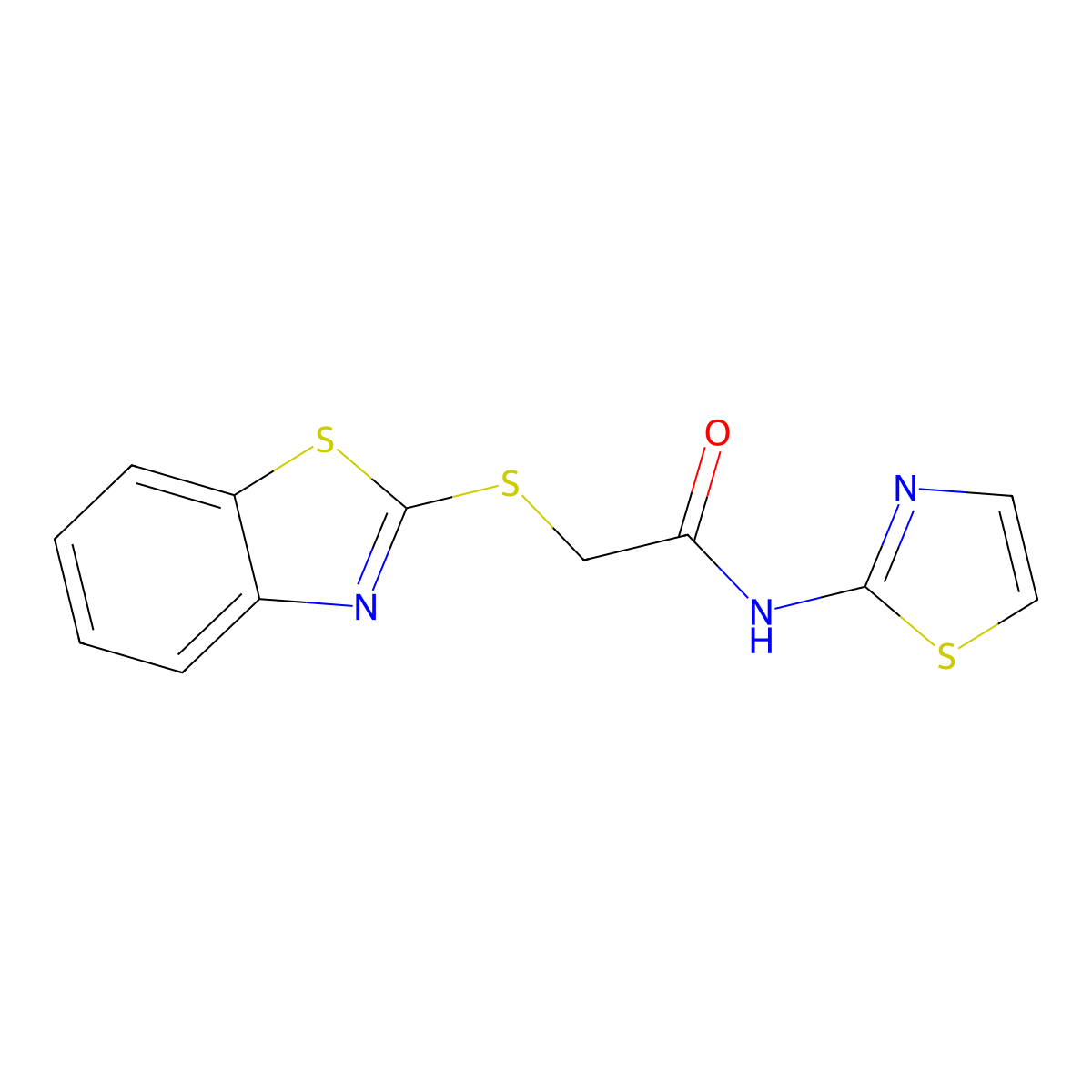 2-(1,3-benzothiazol-2-ylsulfanyl)-N-(1,3-thiazol-2-yl)acetamide molecular structure, CAS 79420-09-0