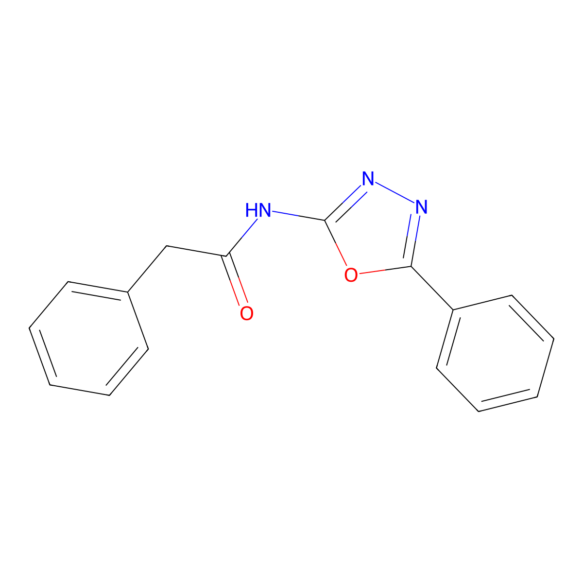 2-phenyl-N-(5-phenyl-1,3,4-oxadiazol-2-yl)acetamide molecular structure, CAS 79424-29-6