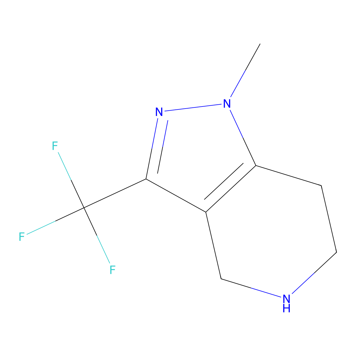 1-Methyl-3-(trifluoromethyl)-4,5,6,7-tetrahydro-1h-pyrazolo[4,3-c]pyridine molecular structure, CAS 794451-94-8